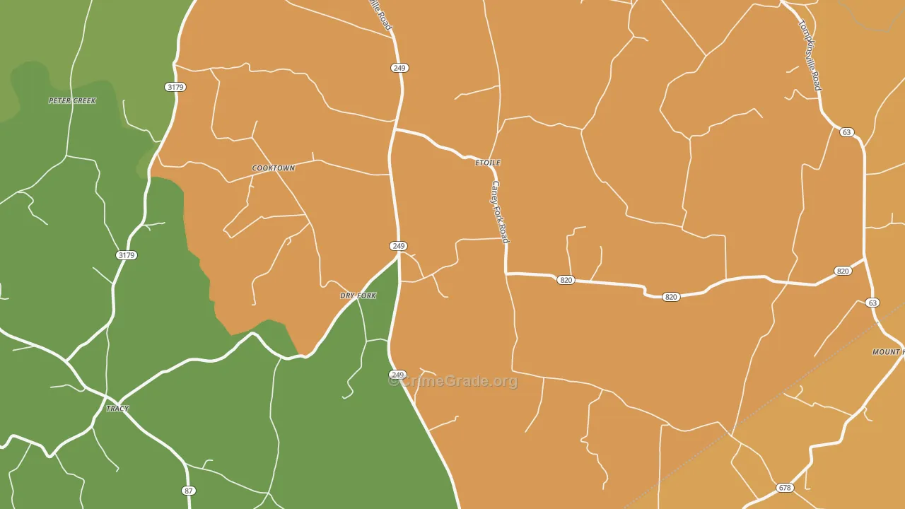 Etoile, KY Map of Burglary Rates
