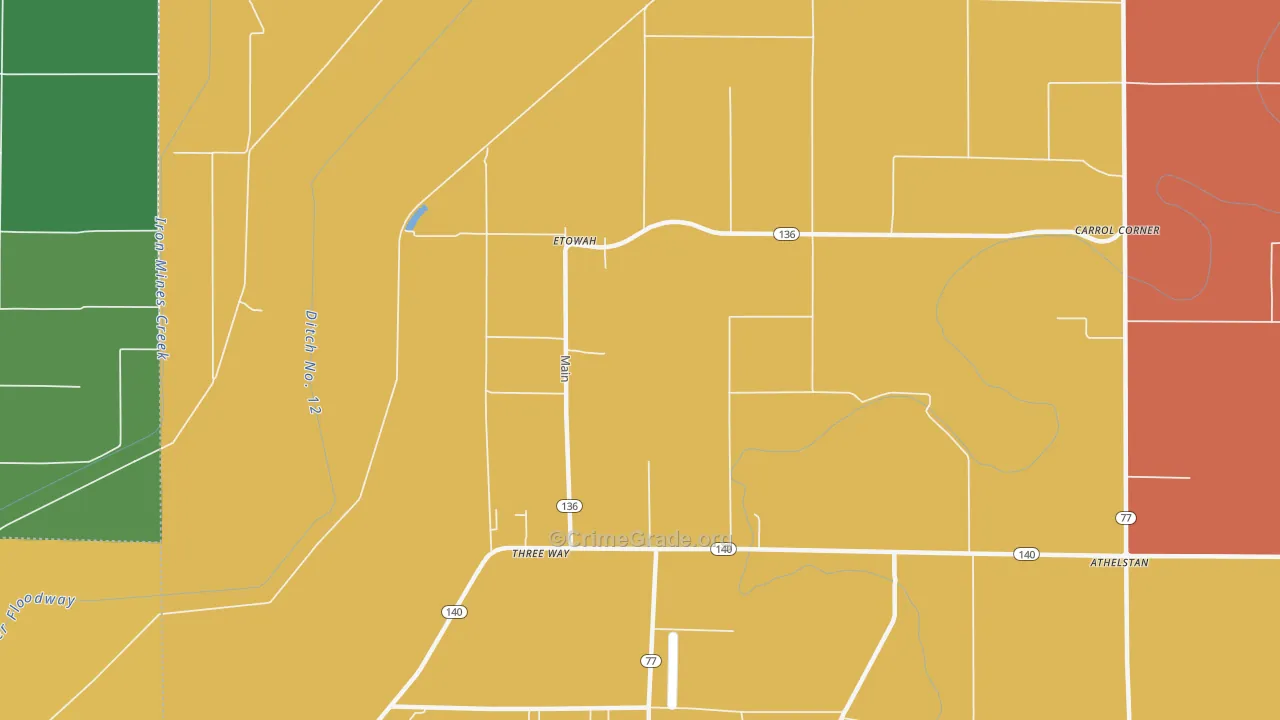 Etowah, AR Map of Burglary Rates