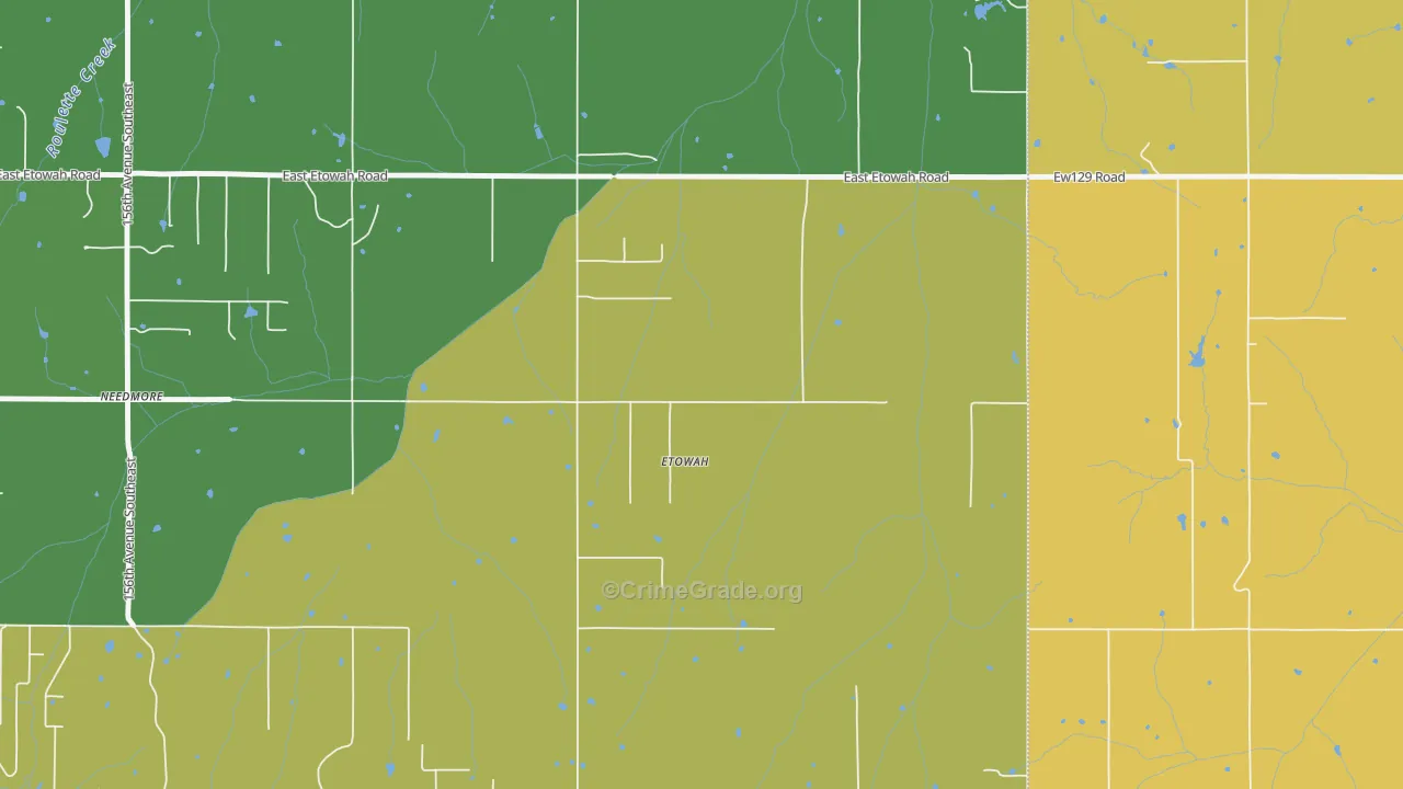 Etowah, OK Map of Burglary Rates