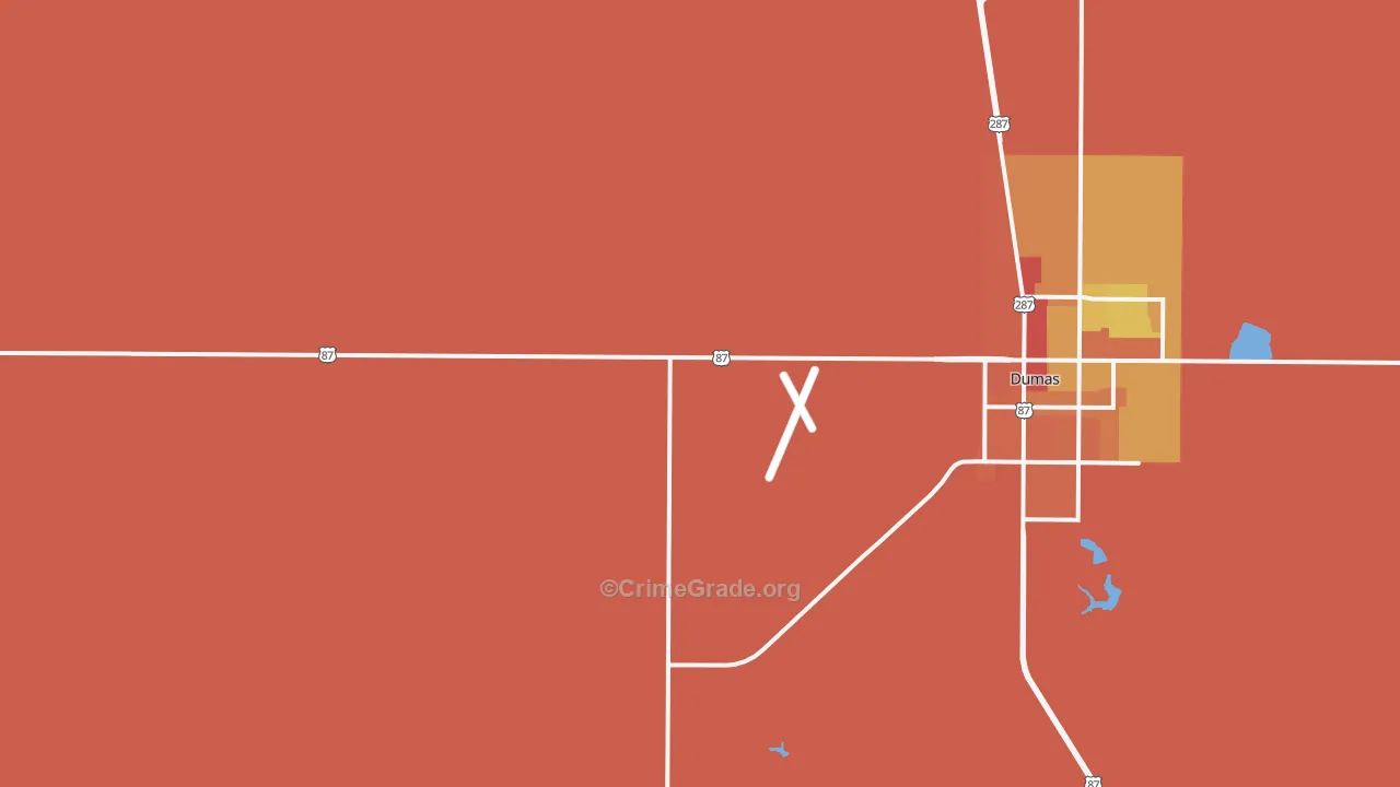 Etter, TX Map of Burglary Rates