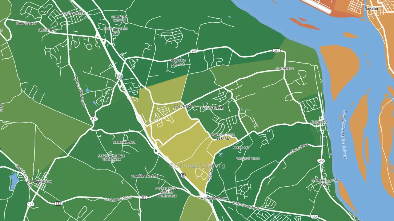 Etters, PA Map of Burglary Rates