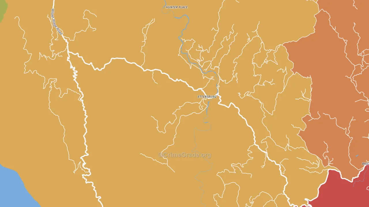 Ettersburg, CA Map of Burglary Rates