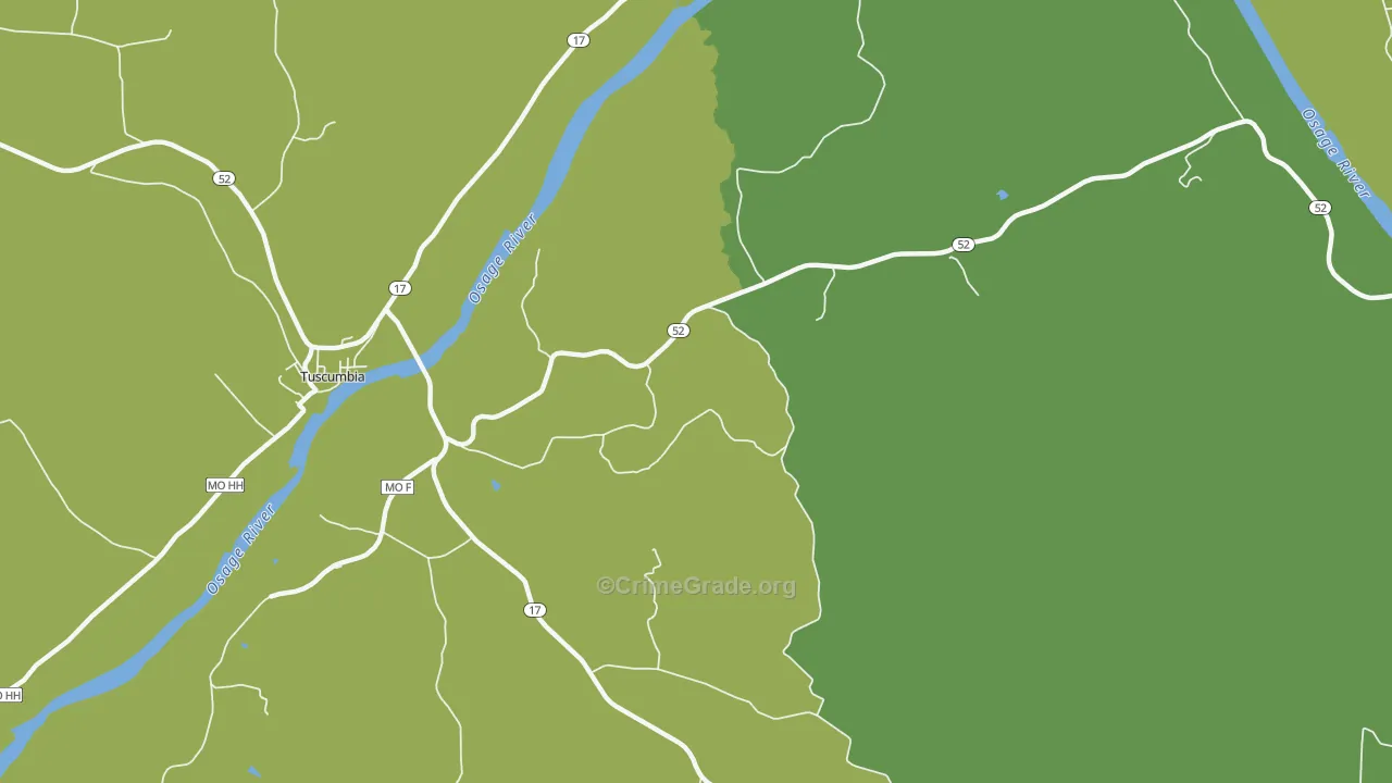 Etterville, MO Map of Burglary Rates