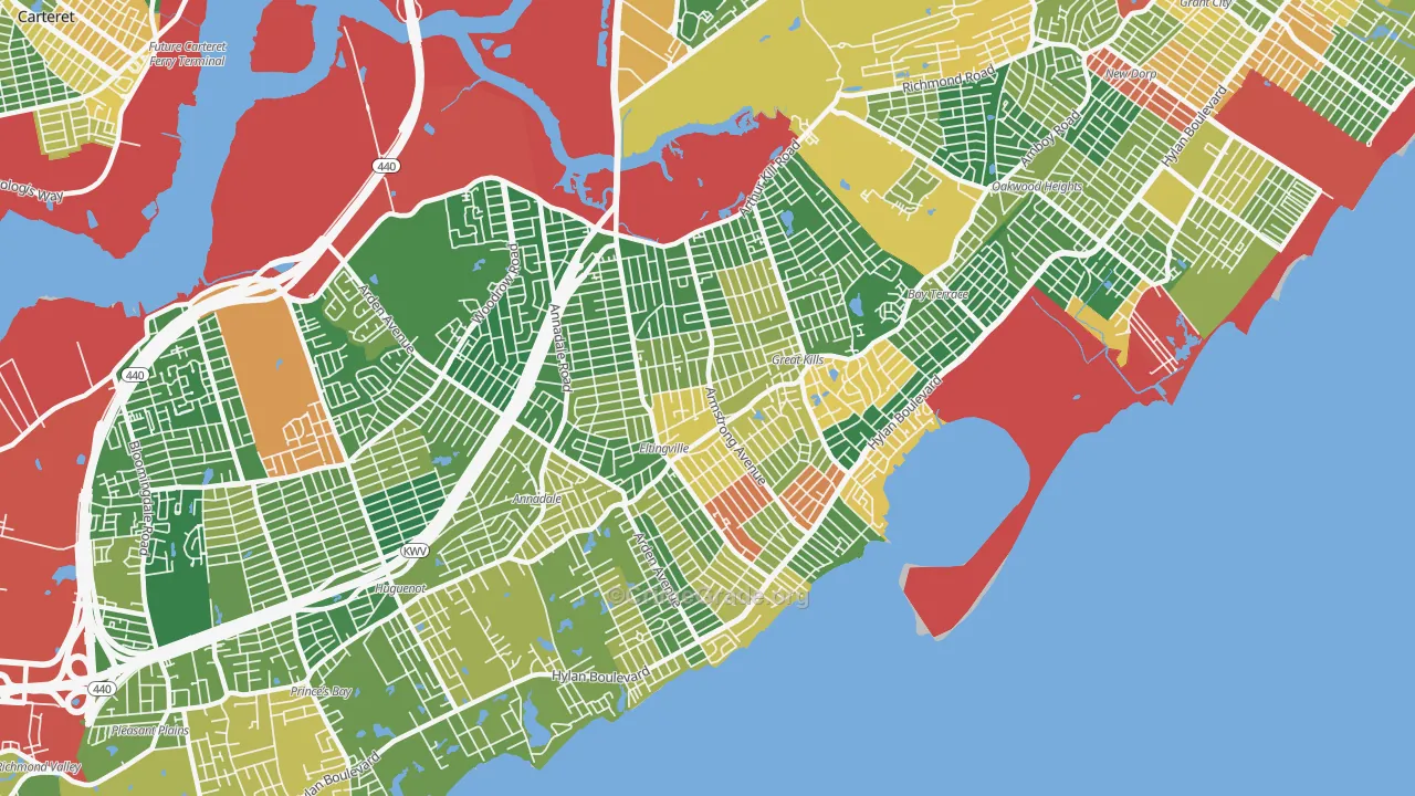 Ettingville, Staten Island, NY Map of Burglary Rates