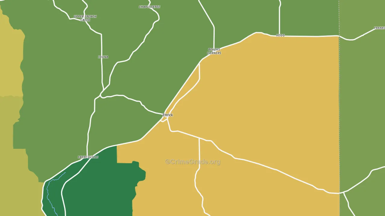 Ettrick, WI Map of Burglary Rates