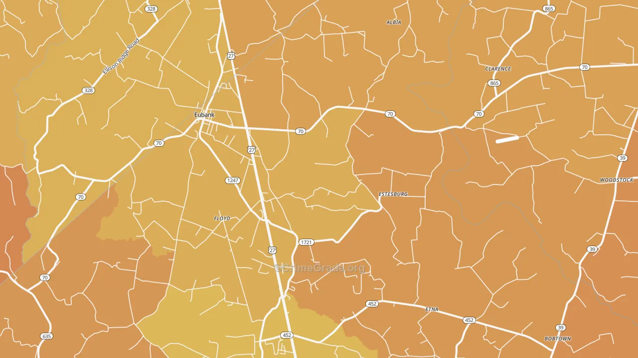 Eubank, KY Map of Burglary Rates