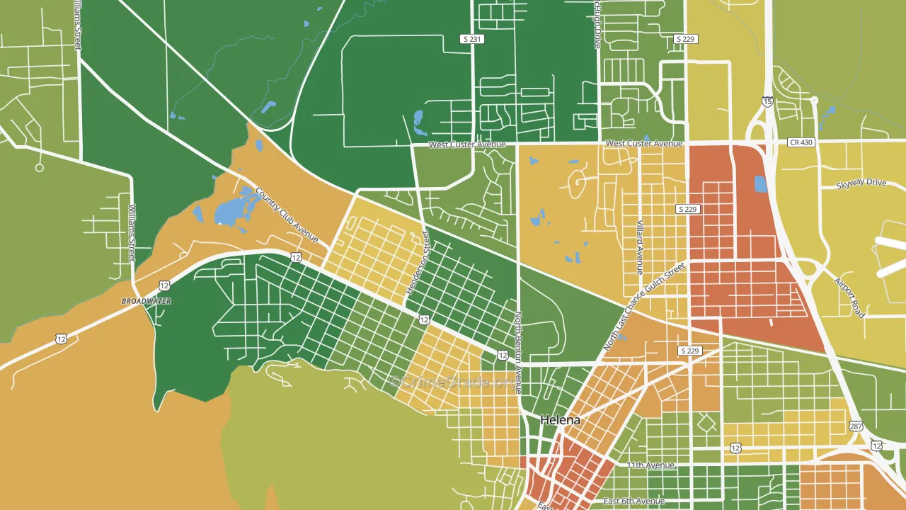 Euclid Ave North, Helena, MT Map of Burglary Rates