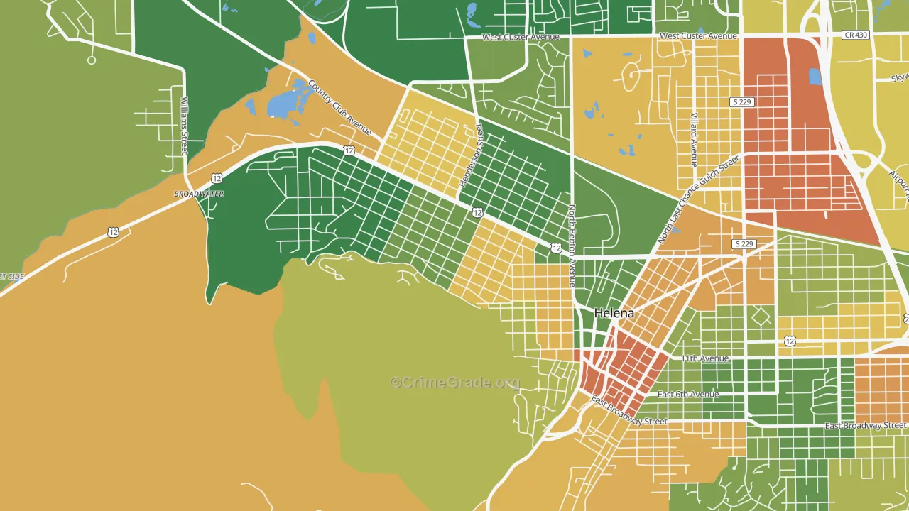 Euclid Ave South, Helena, MT Map of Burglary Rates