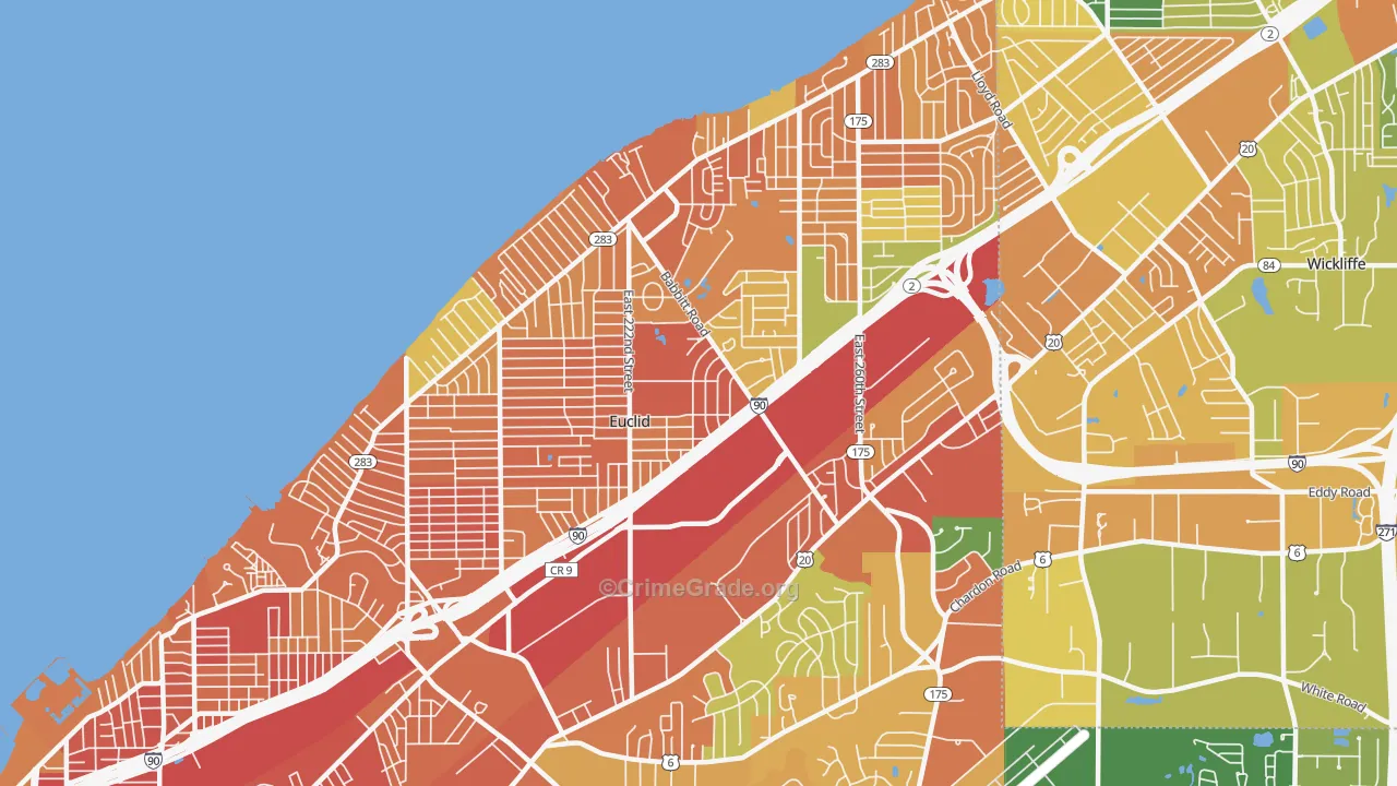 Euclid, OH Map of Burglary Rates
