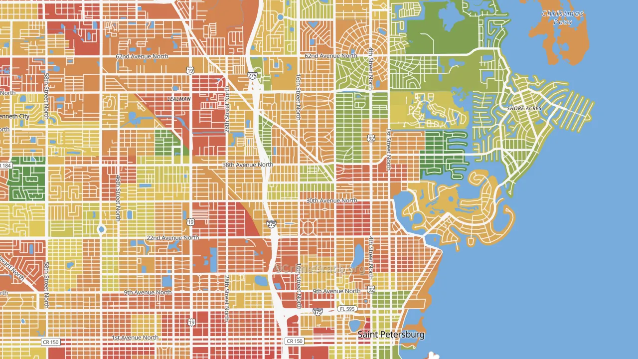 Euclid-St Paul, St. Petersburg, FL Map of Burglary Rates