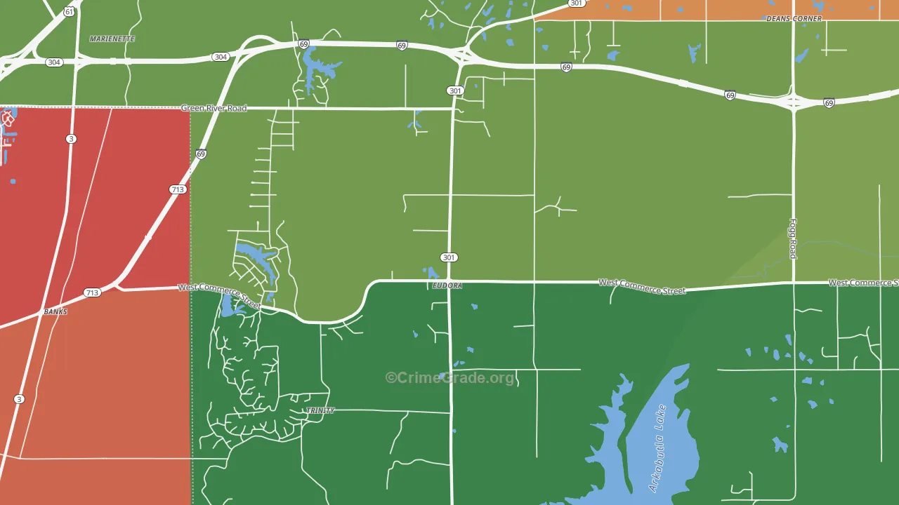 Eudora, MS Map of Burglary Rates