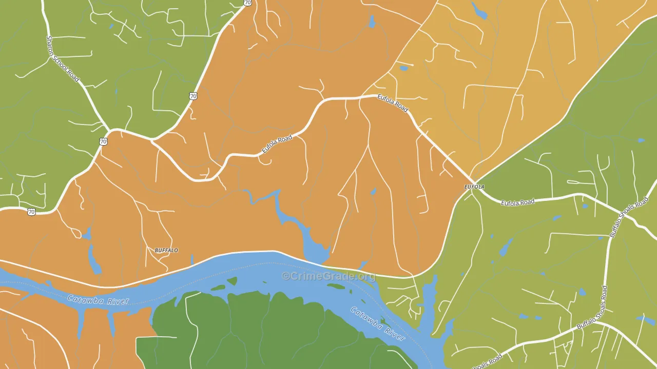 Eufola, NC Map of Burglary Rates