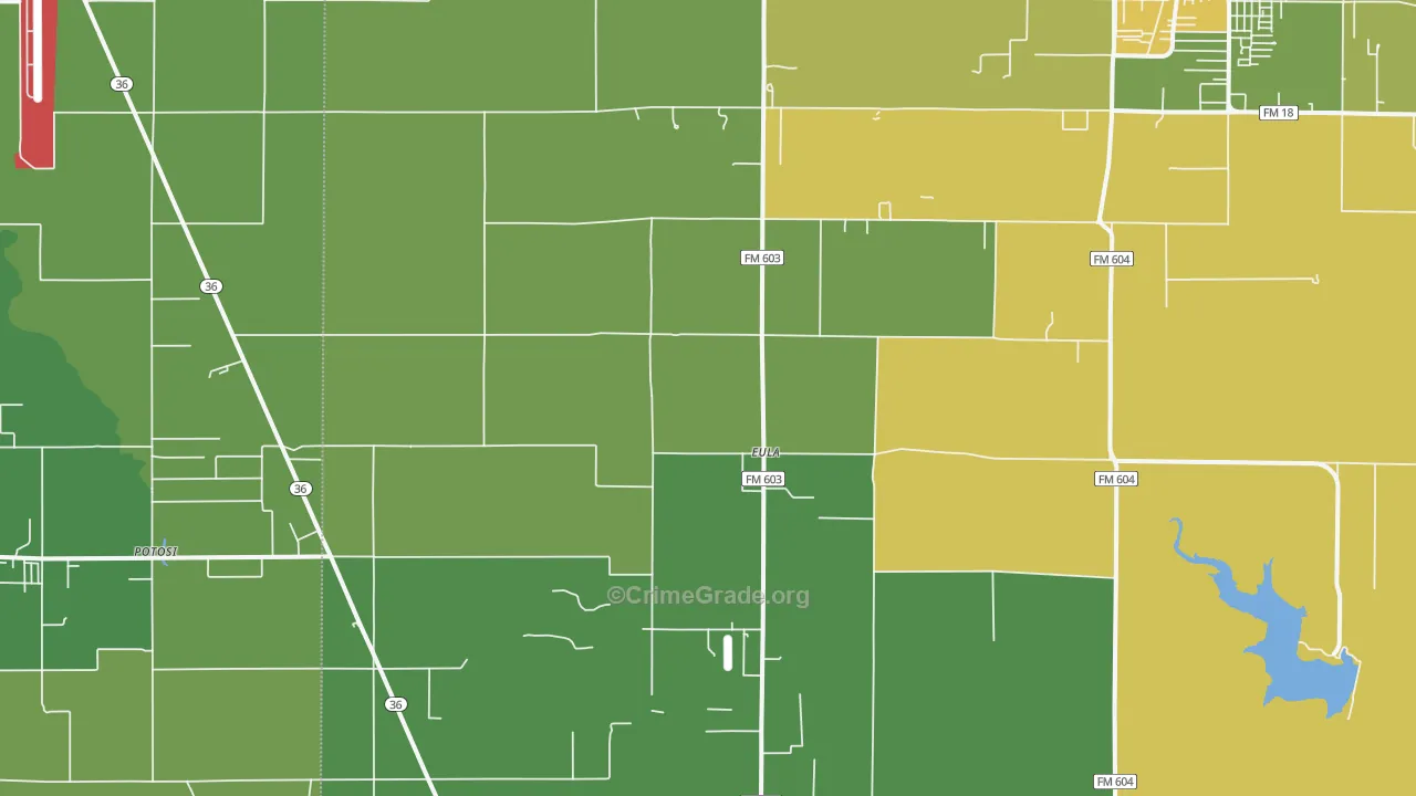 Eula, TX Map of Burglary Rates