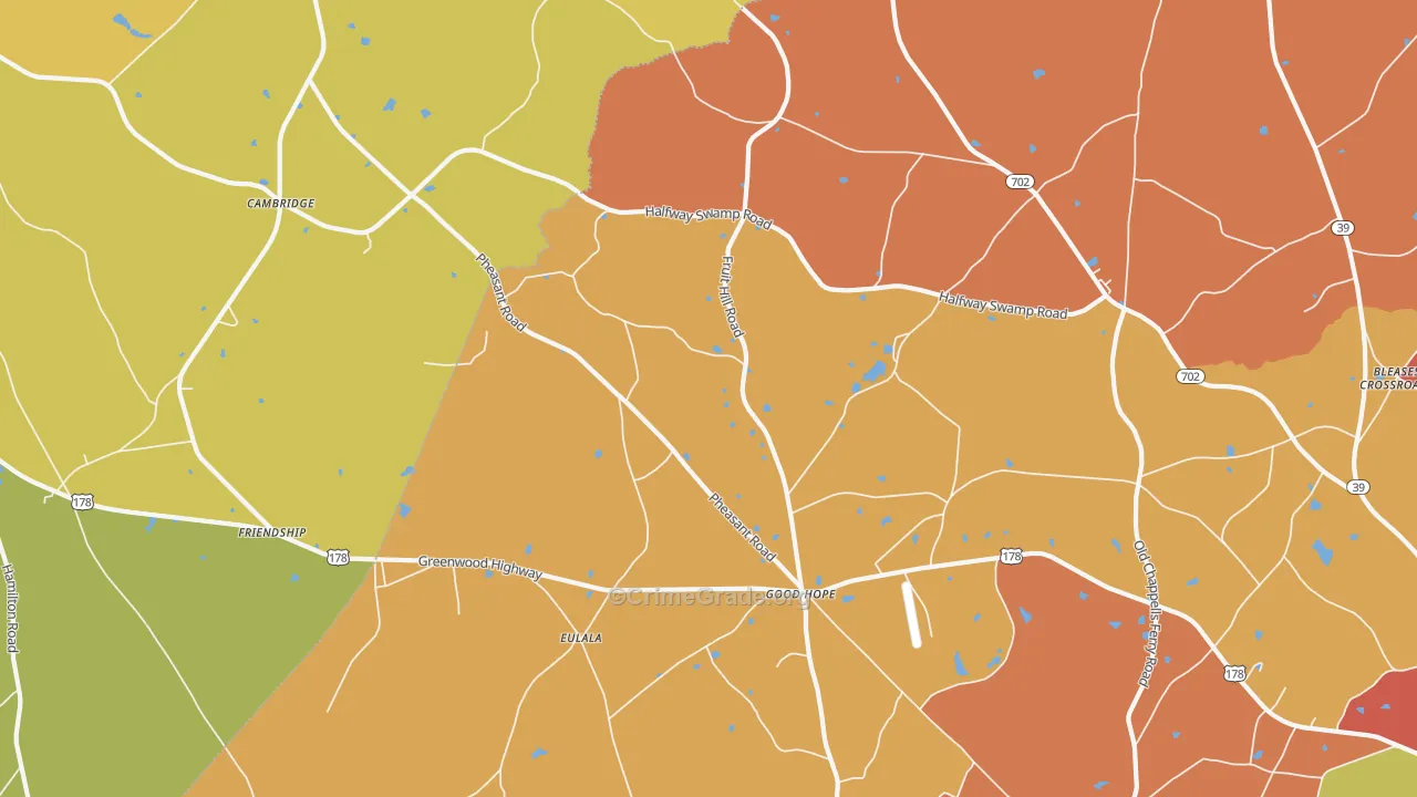 Eulala, SC Map of Burglary Rates