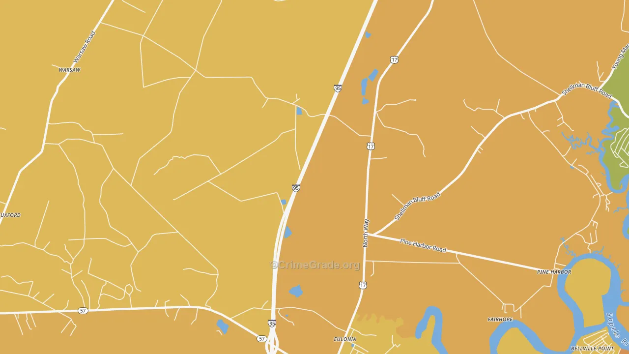 Eulonia, GA Map of Burglary Rates