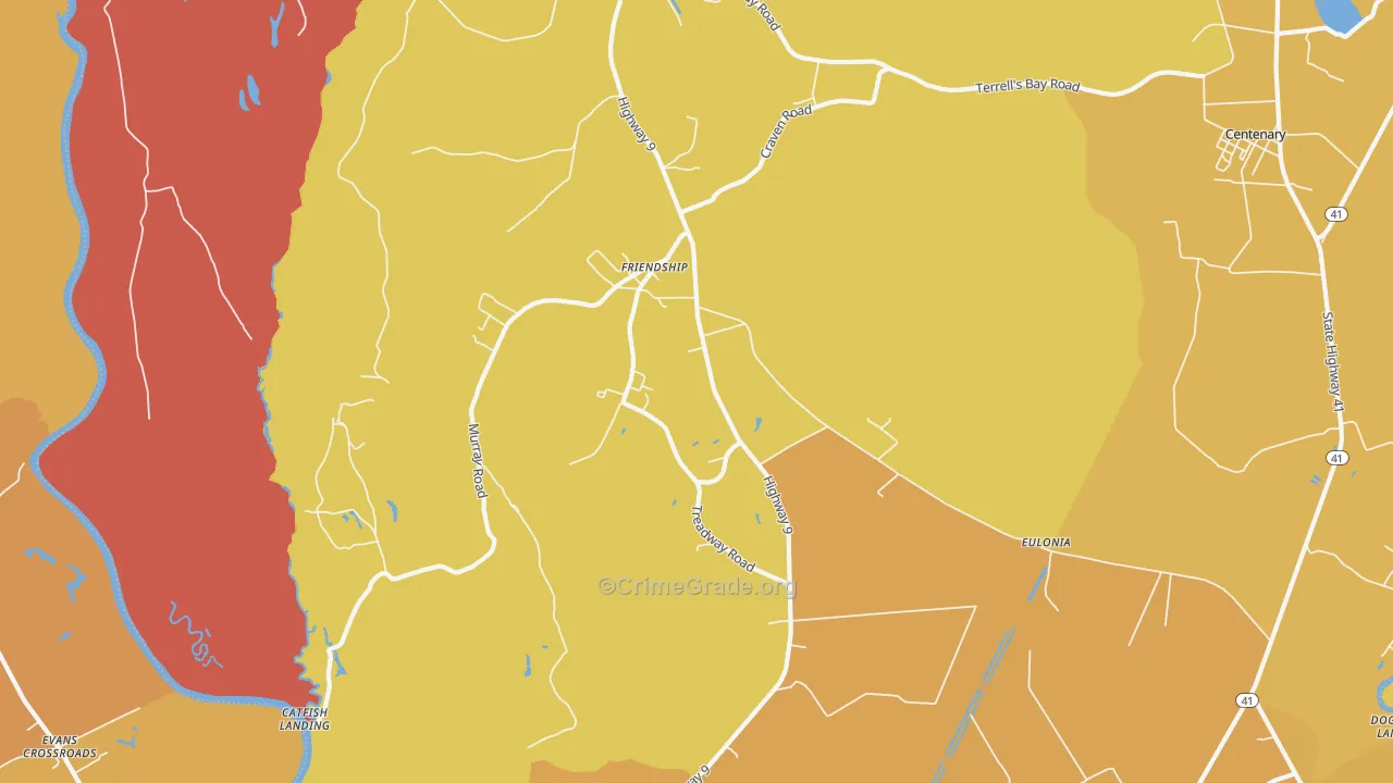 Eulonia, SC Map of Burglary Rates