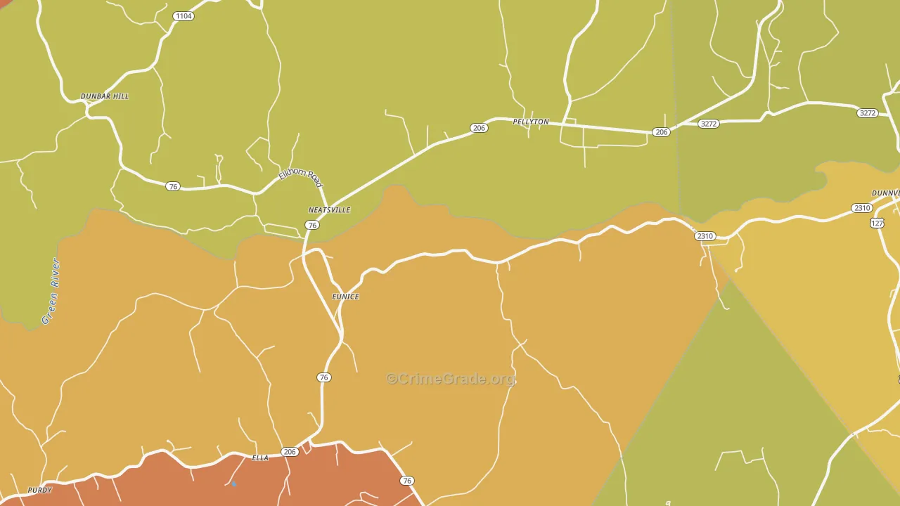 Eunice, KY Map of Burglary Rates