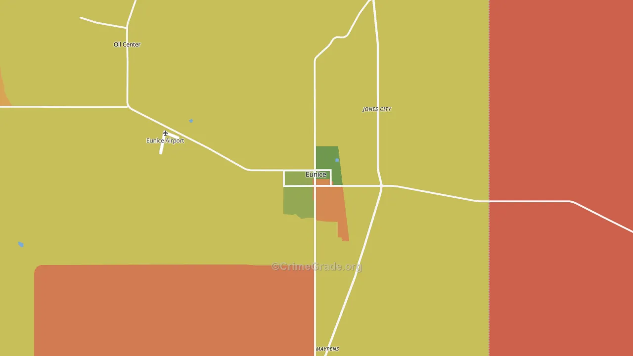 Eunice, NM Map of Burglary Rates