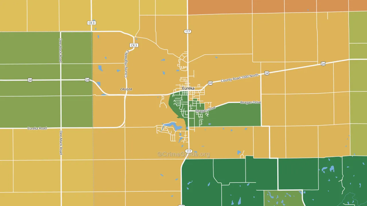 Eureka, IL Map of Burglary Rates