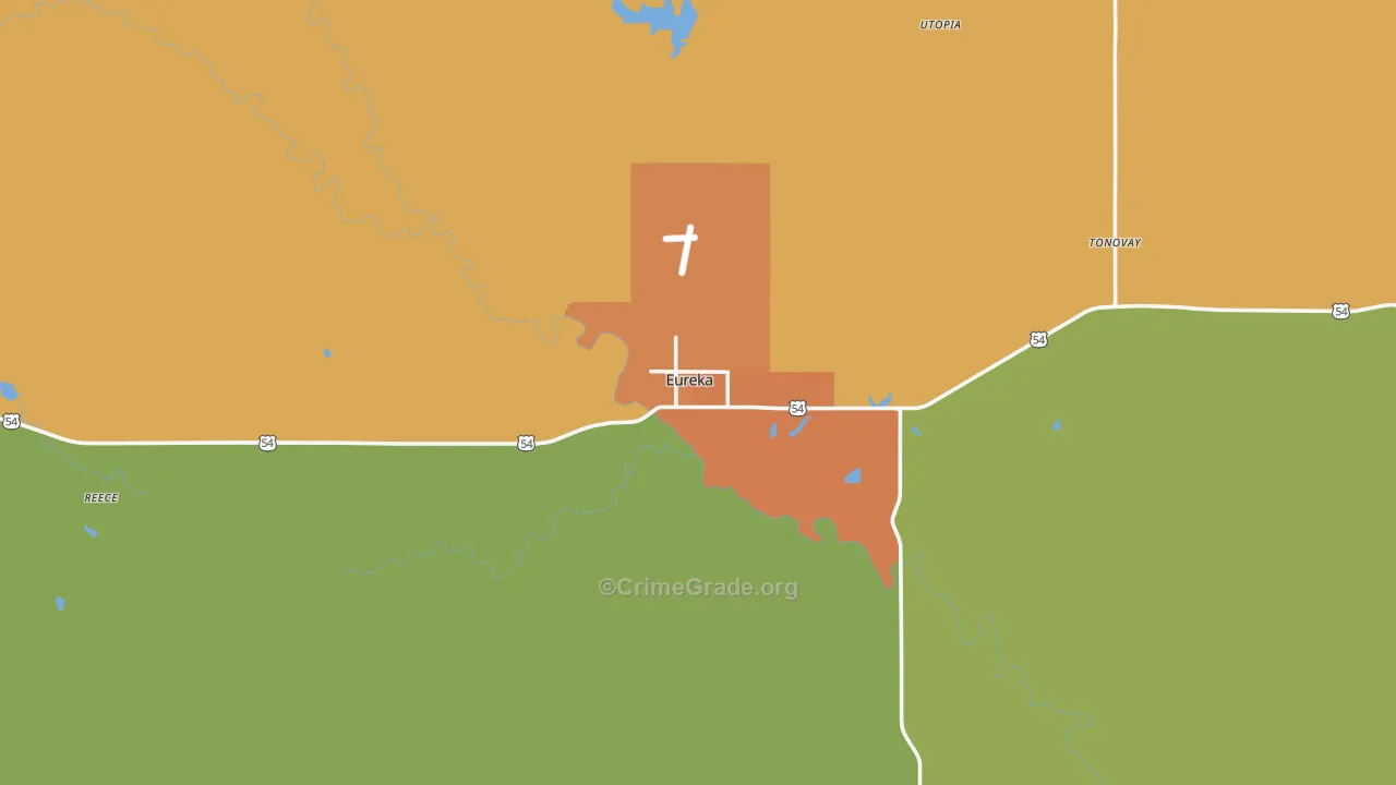 Eureka, KS Map of Burglary Rates