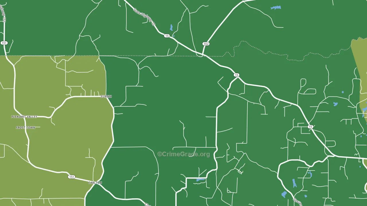 Eureka, LA Map of Burglary Rates