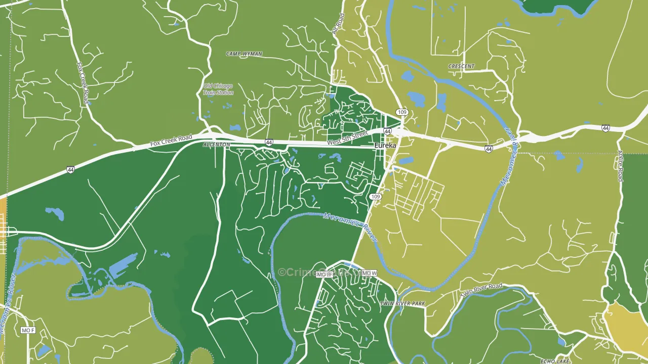 Eureka, MO Map of Burglary Rates