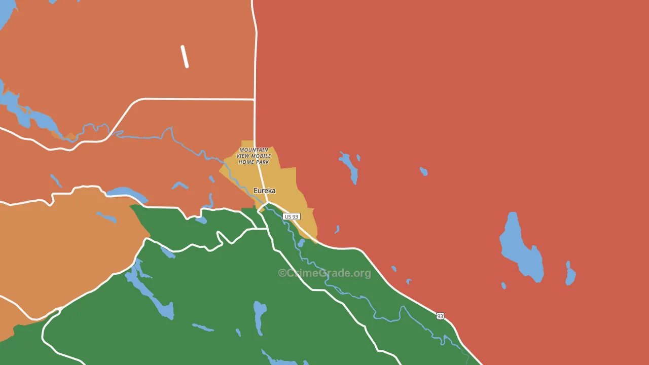 Eureka, MT Map of Burglary Rates