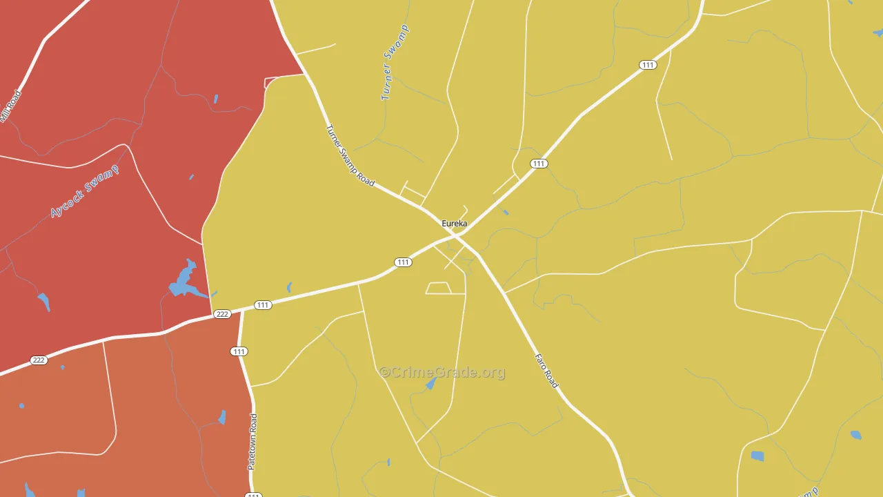 Eureka, NC Map of Burglary Rates