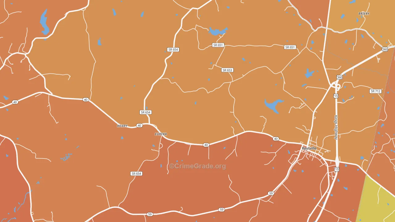 Eureka, VA Map of Burglary Rates