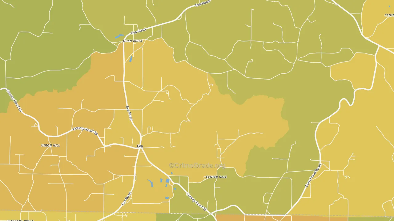 Eva, AL Map of Burglary Rates