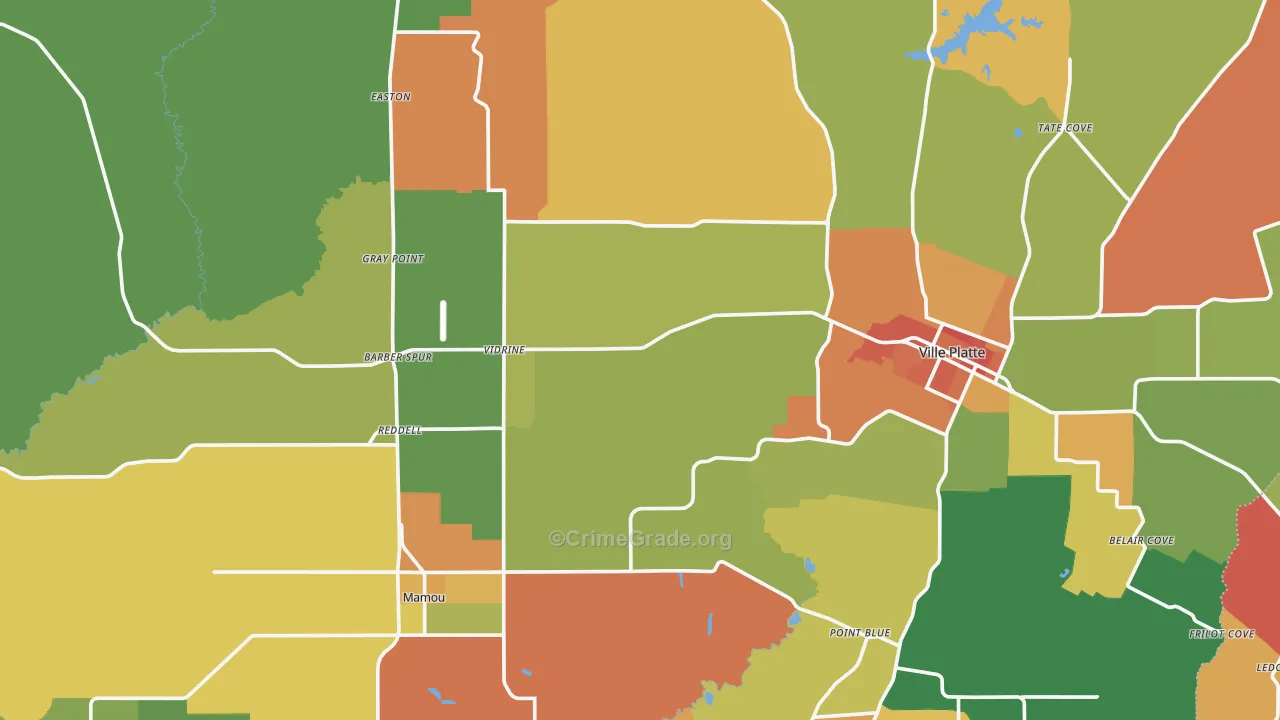 Evangeline Parish, LA Map of Burglary Rates