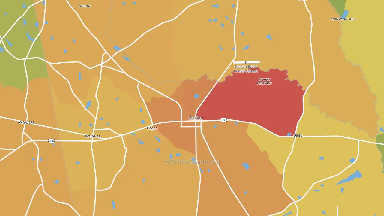Evans County, GA Map of Burglary Rates