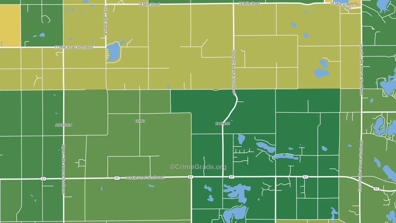 Evans, MI Map of Burglary Rates