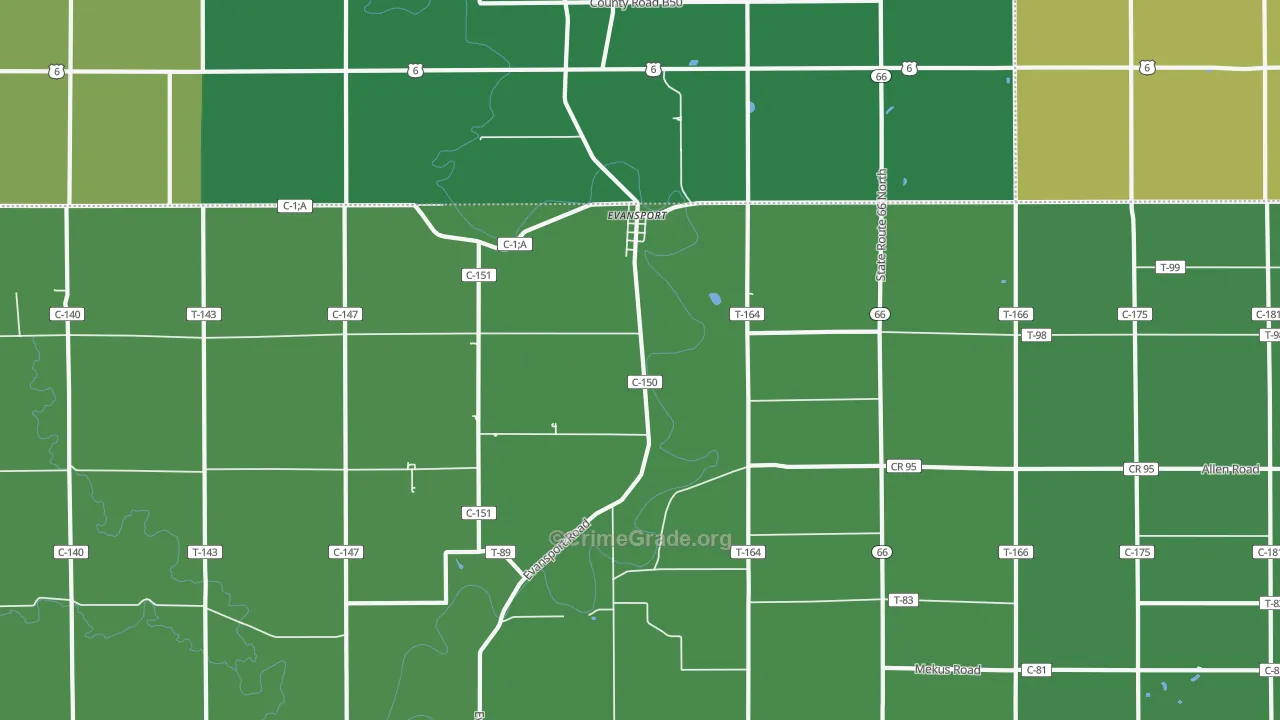 Evansport, OH Map of Burglary Rates
