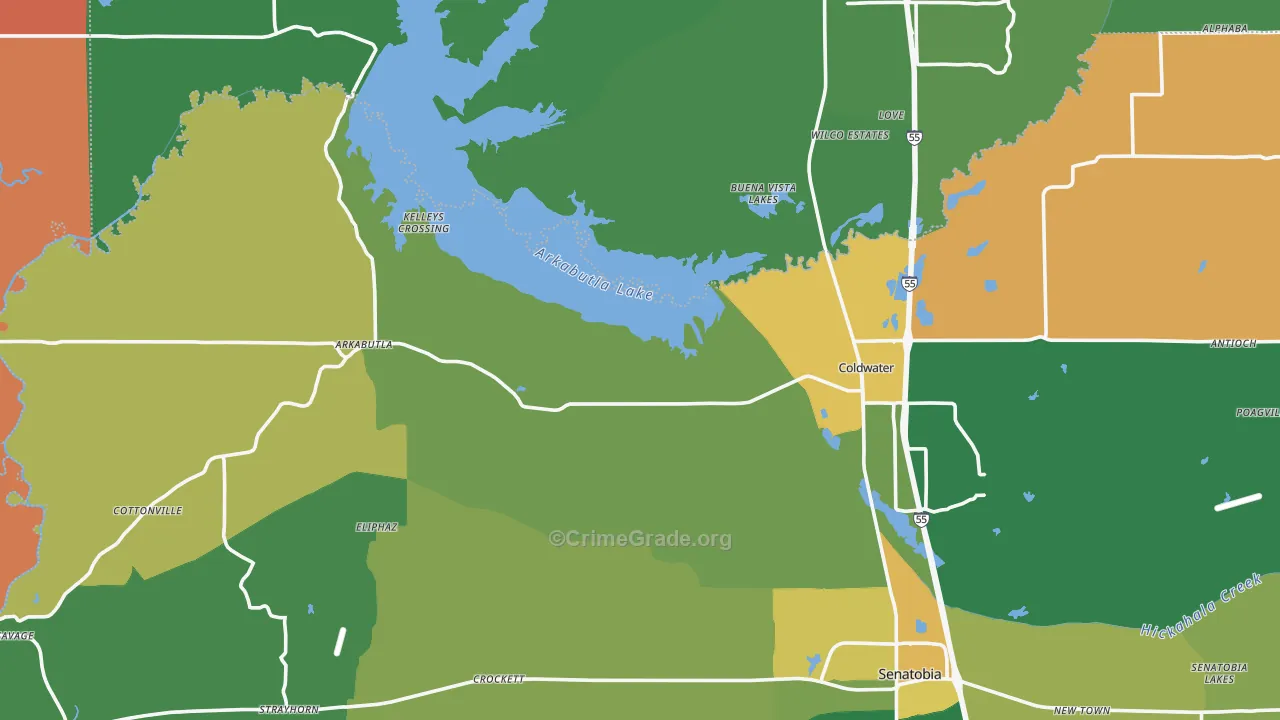 Evansville, MS Map of Burglary Rates