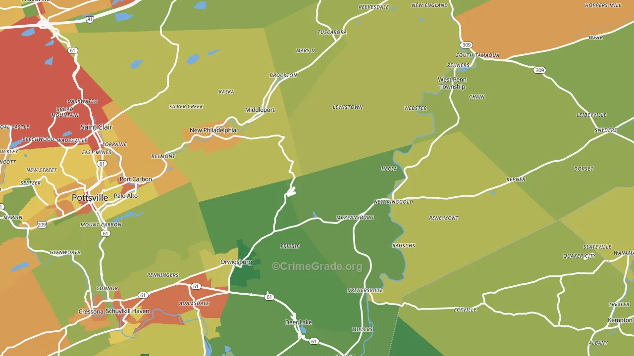 Evansville, PA Map of Burglary Rates