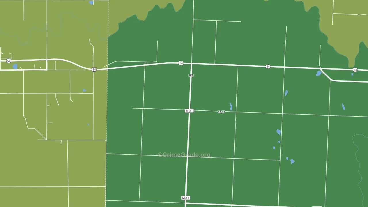 Eve, MO Map of Burglary Rates