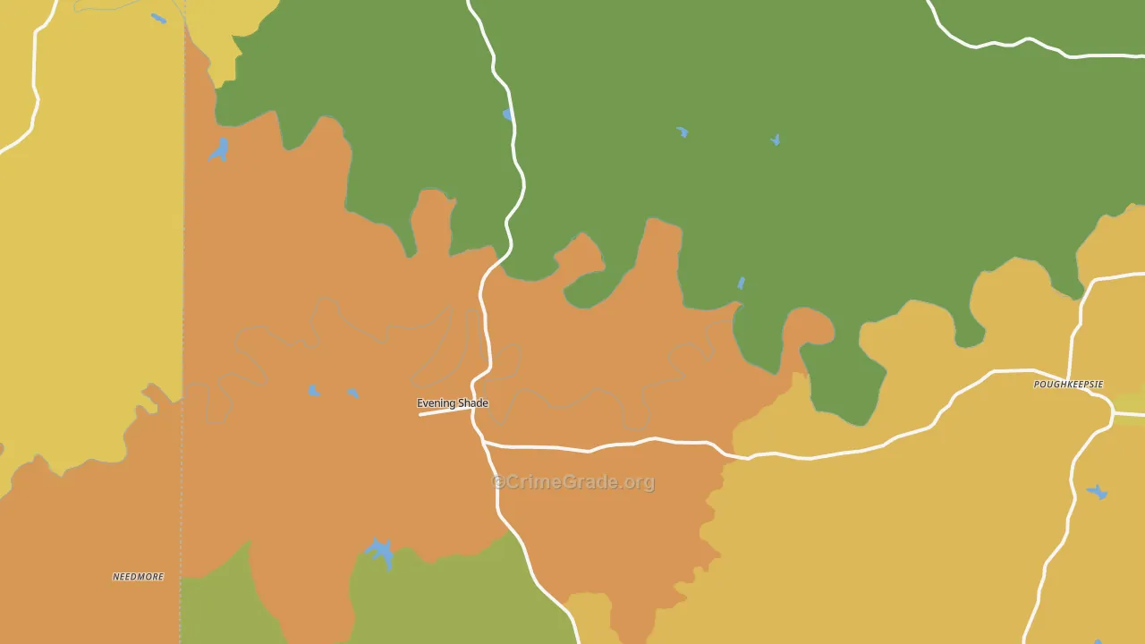 Evening Shade, AR Map of Burglary Rates