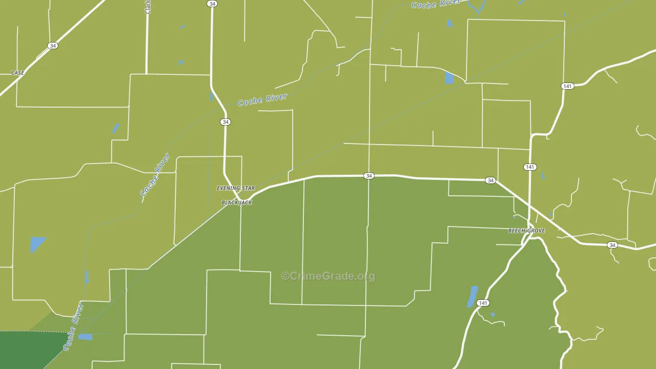 Evening Star, AR Map of Burglary Rates