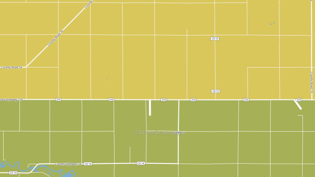 Everdell, MN Map of Burglary Rates