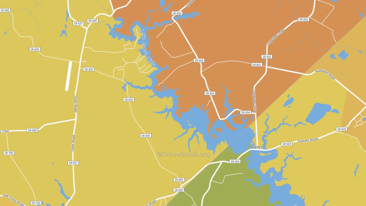 Everets, VA Map of Burglary Rates