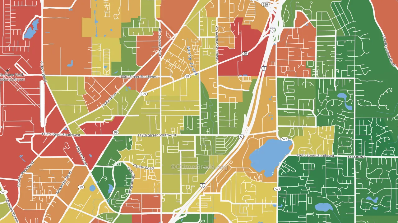 Everett Mall South, Everett, WA Map of Burglary Rates