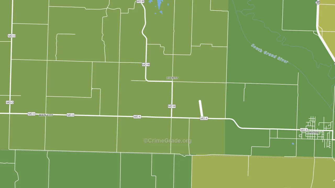 Everett, MO Map of Burglary Rates