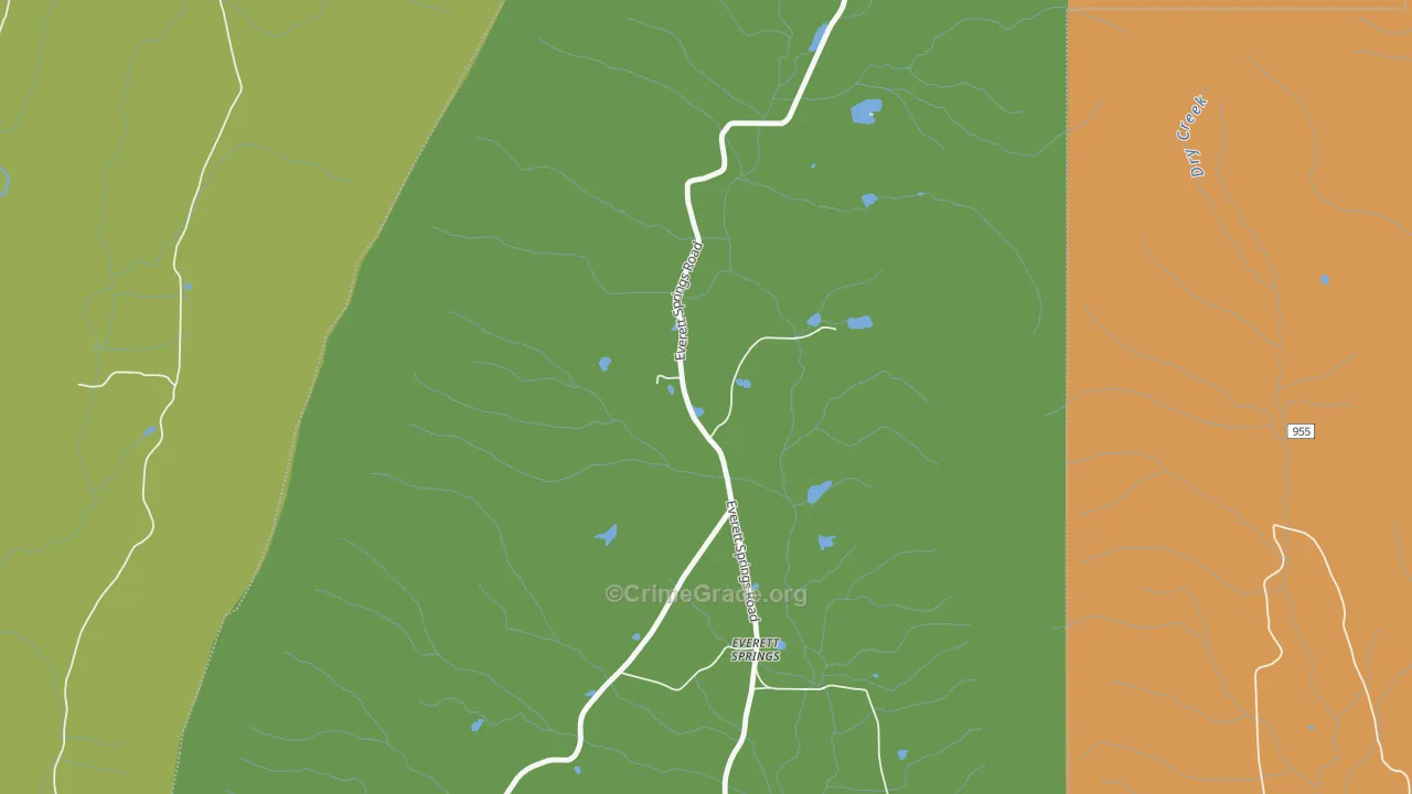 Everett Springs, GA Map of Burglary Rates