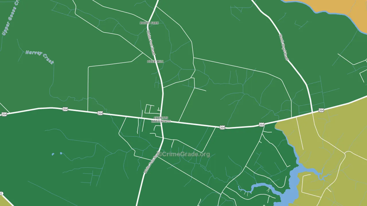Everetts Crossroads, NC Map of Burglary Rates