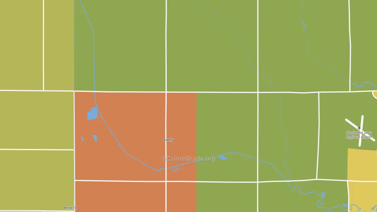 Everly, IA Map of Burglary Rates