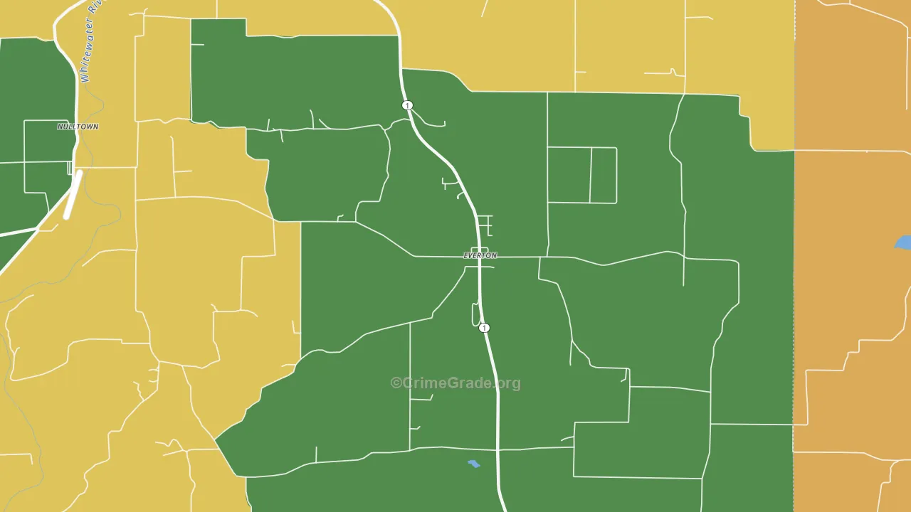 Everton, IN Map of Burglary Rates