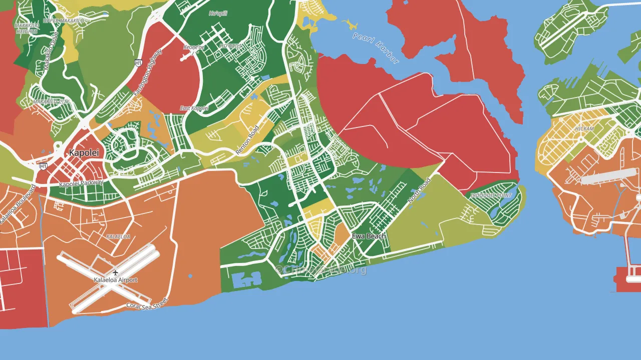 Ewa Beach, HI Map of Burglary Rates