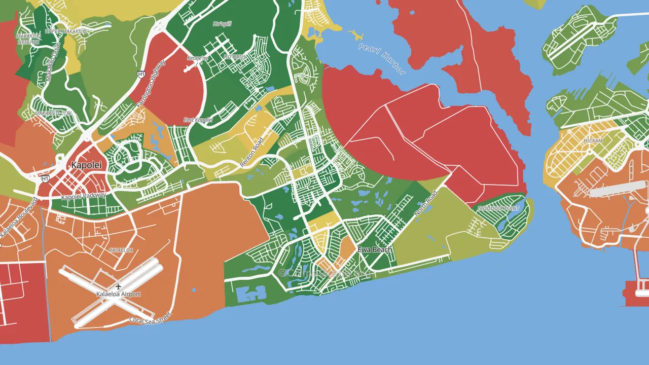Ewa, Ewa Beach, HI Map of Burglary Rates