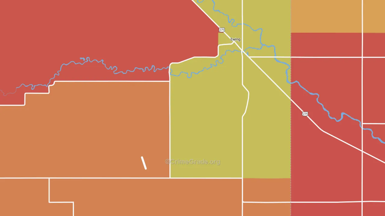 Ewing, NE Map of Burglary Rates